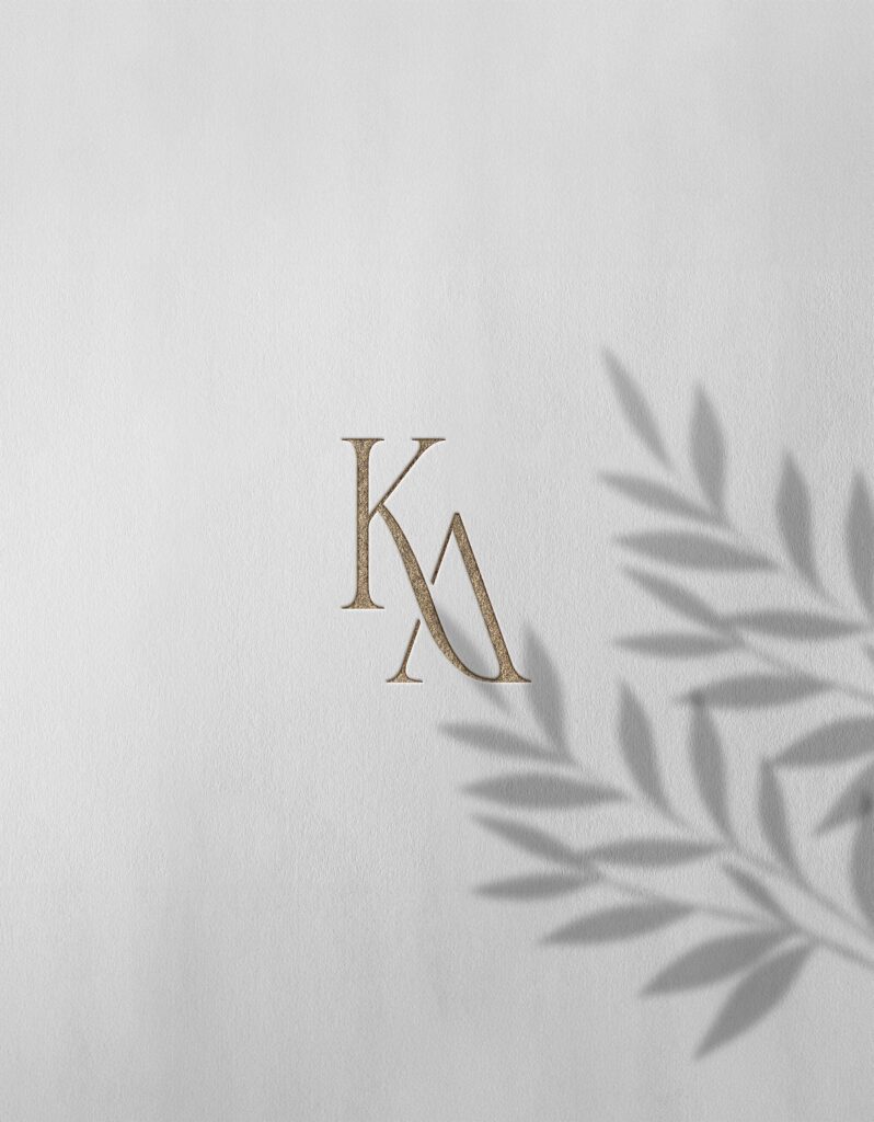 Luxury couture wedding monogram on elegant light textured background
