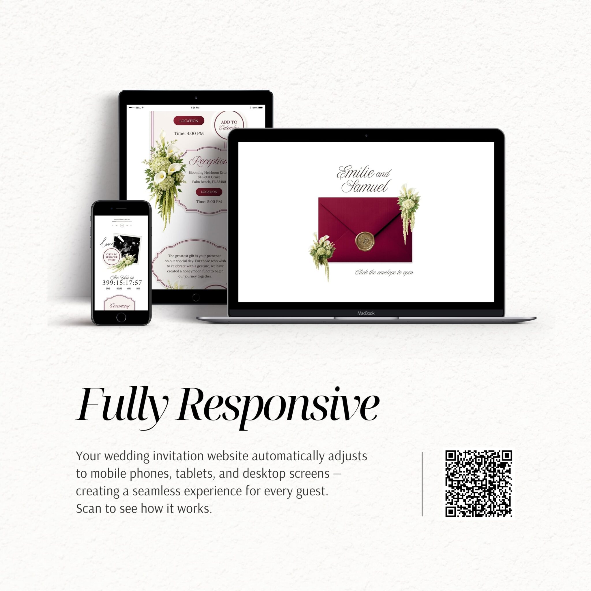 Burgundy Old Money Wedding Website Template with RSVP - Image 10