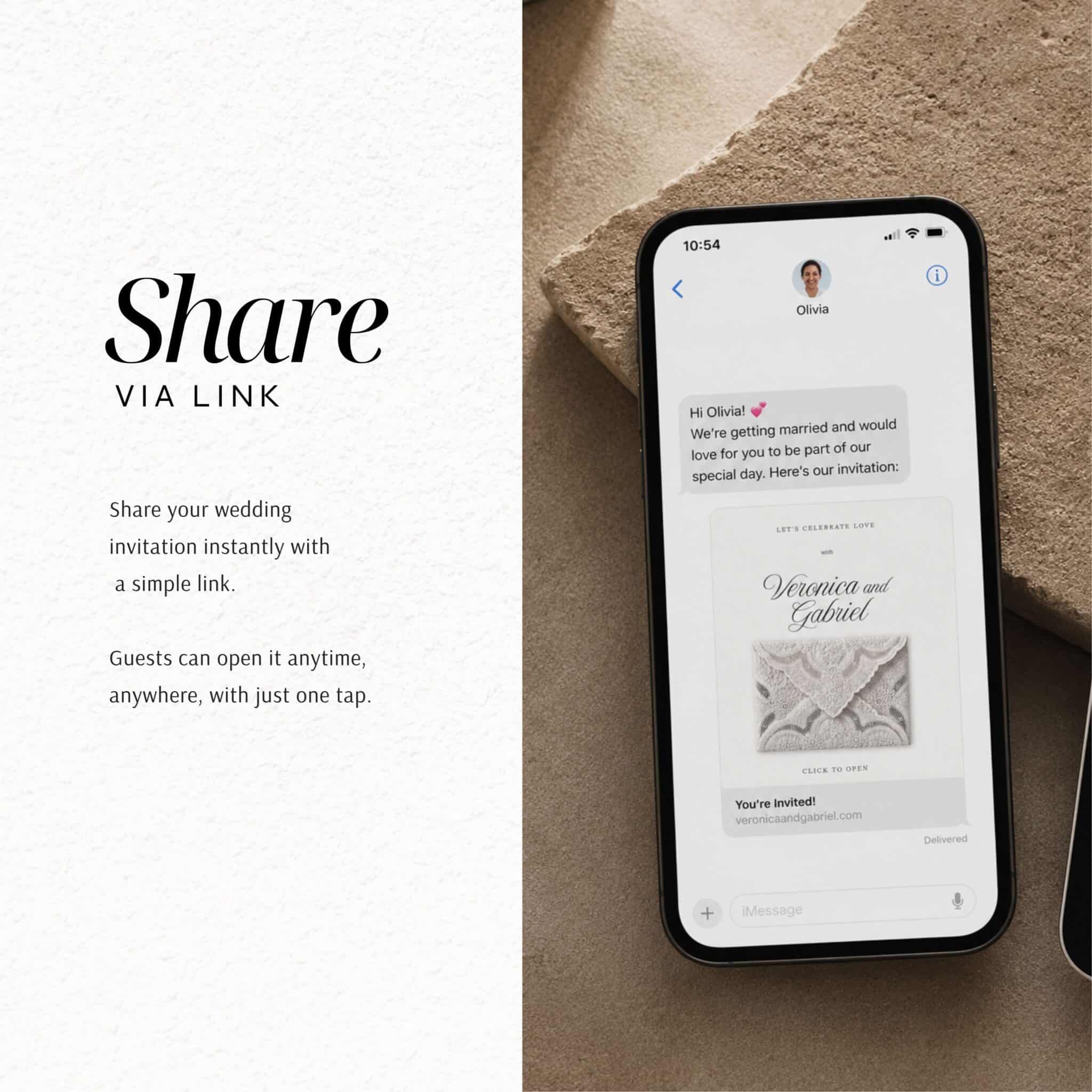 Share your wedding website via link