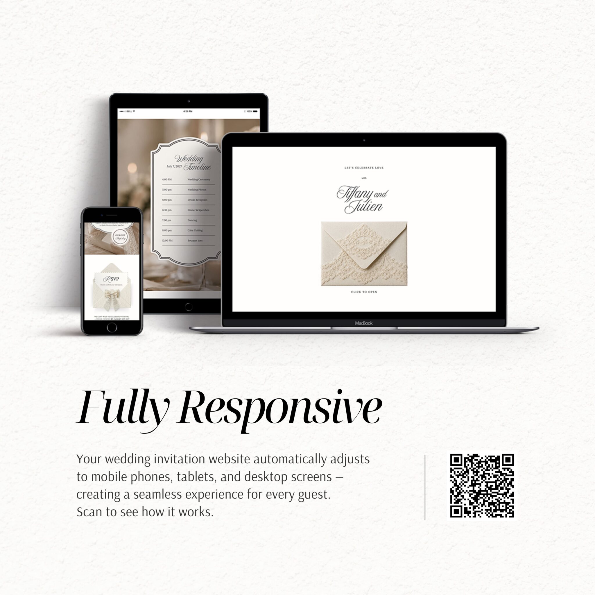 Chantilly Ivory Lace Wedding Website Template with RSVP - Image 11