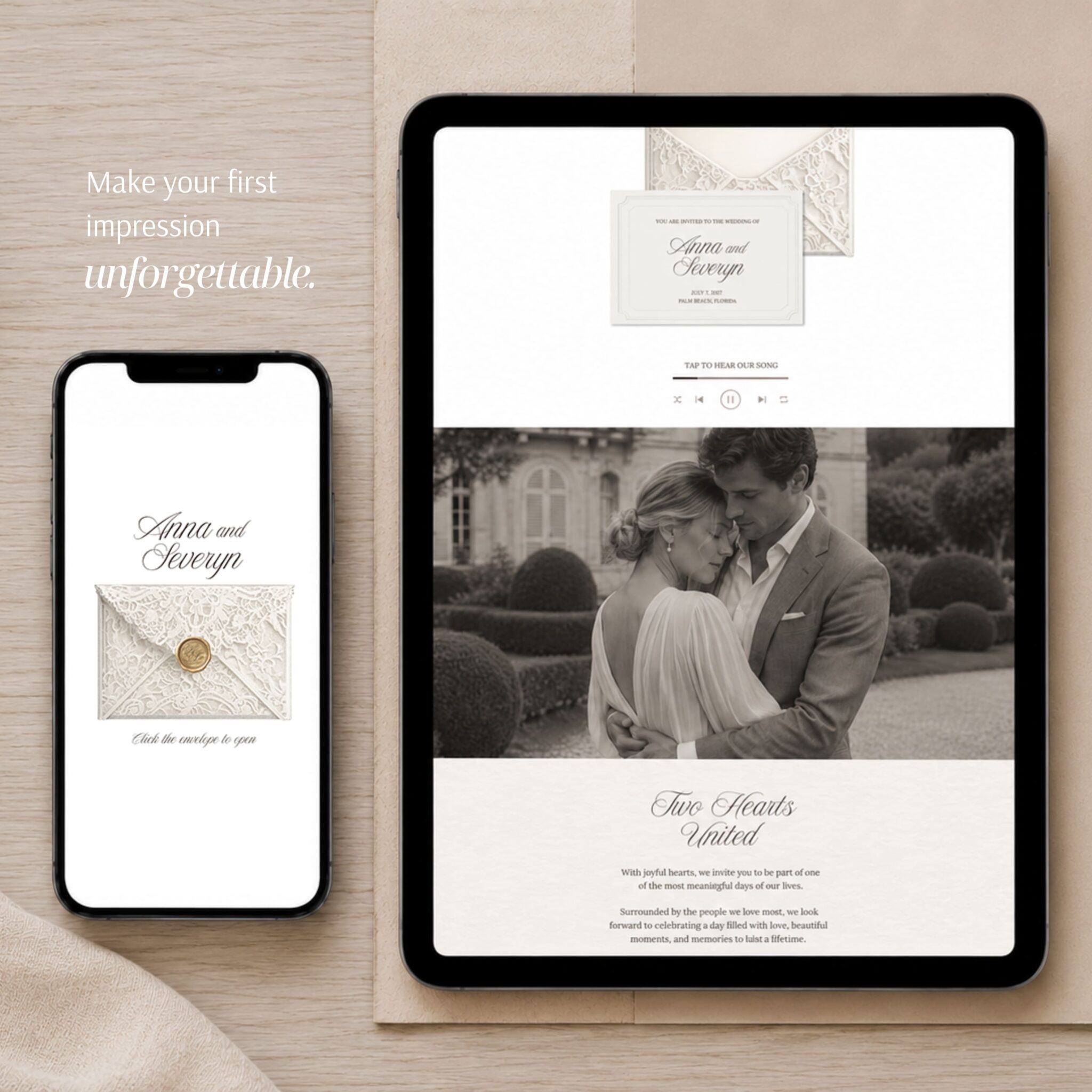 Ivory Classic Lace Wedding Website Template with RSVP - Image 14