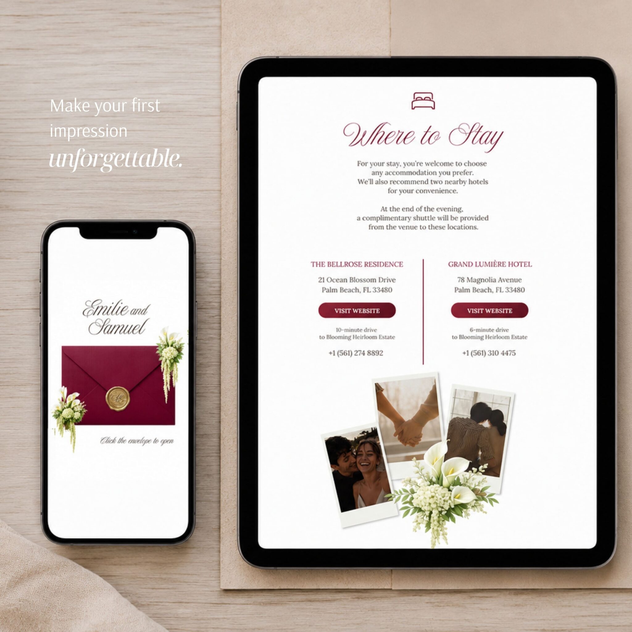Burgundy Old Money Wedding Website Template with RSVP - Image 14