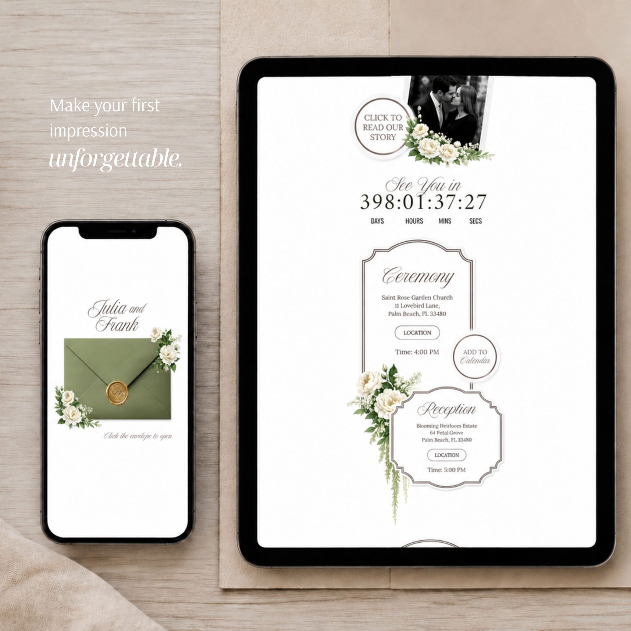 Sage Green Wedding Website Template with RSVP - Image 14