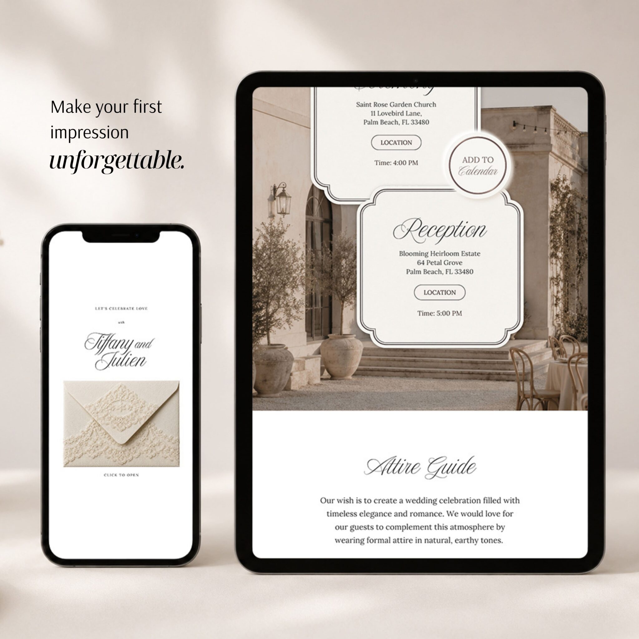 Chantilly Ivory Lace Wedding Website Template with RSVP - Image 15