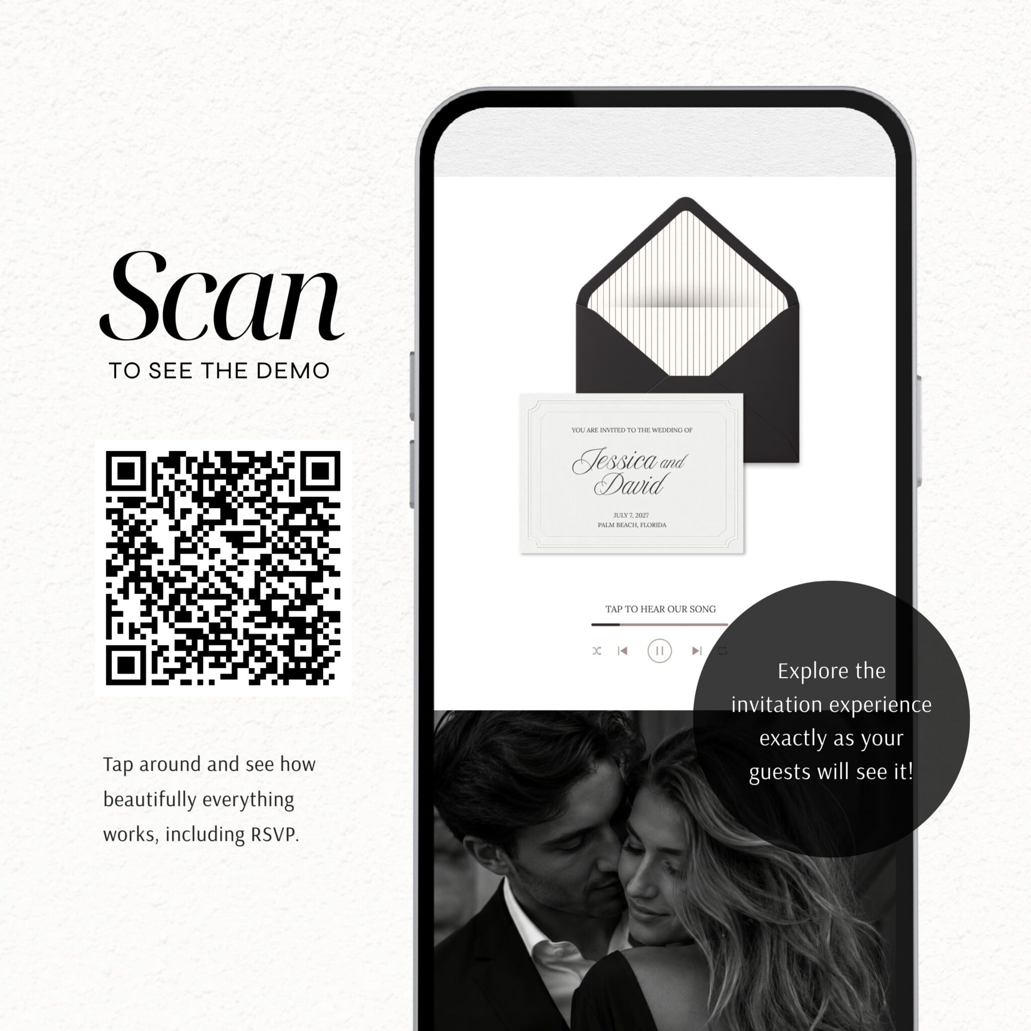 Minimalist Black & White Wedding Website Template with RSVP - Image 2