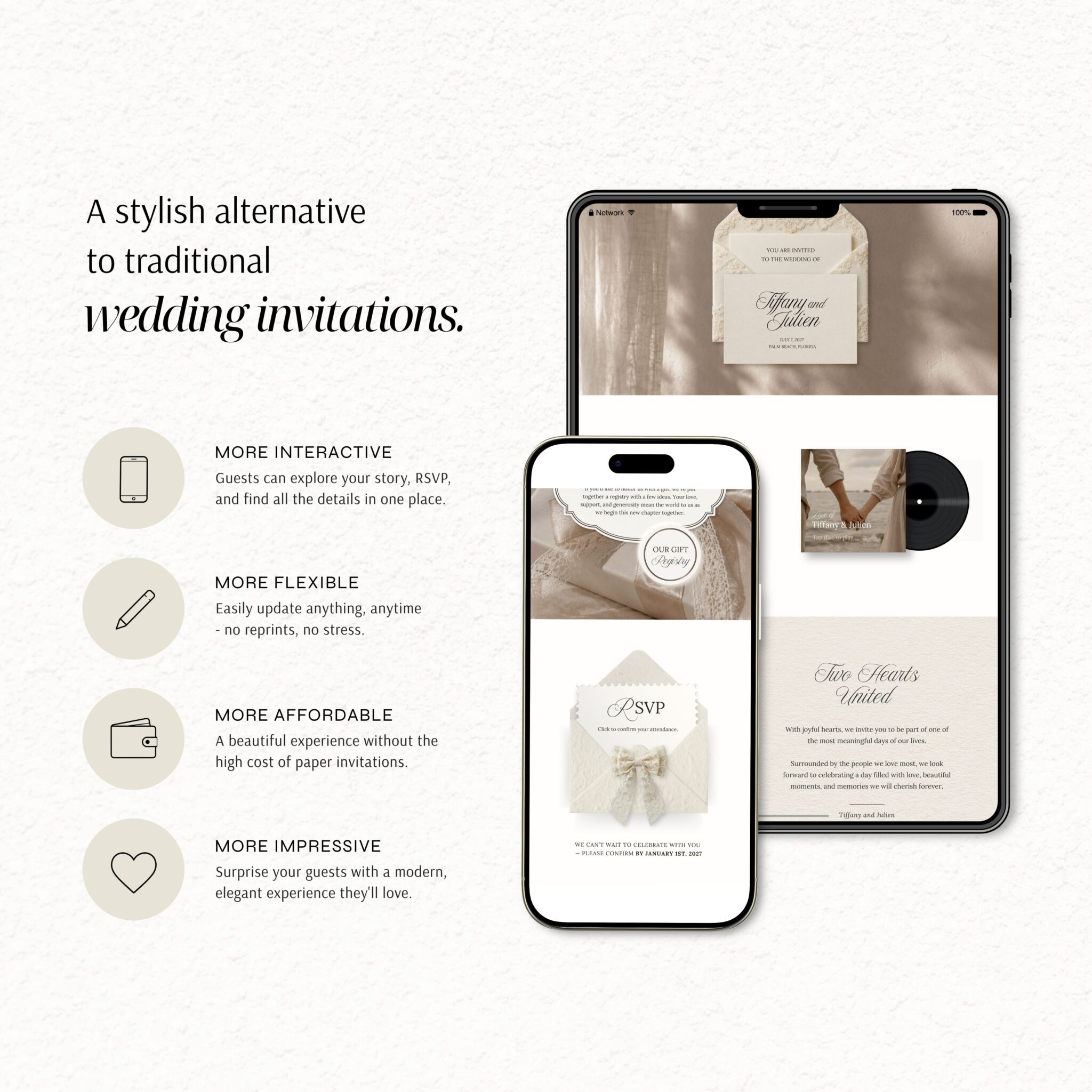 Chantilly Ivory Lace Wedding Website Template with RSVP - Image 3