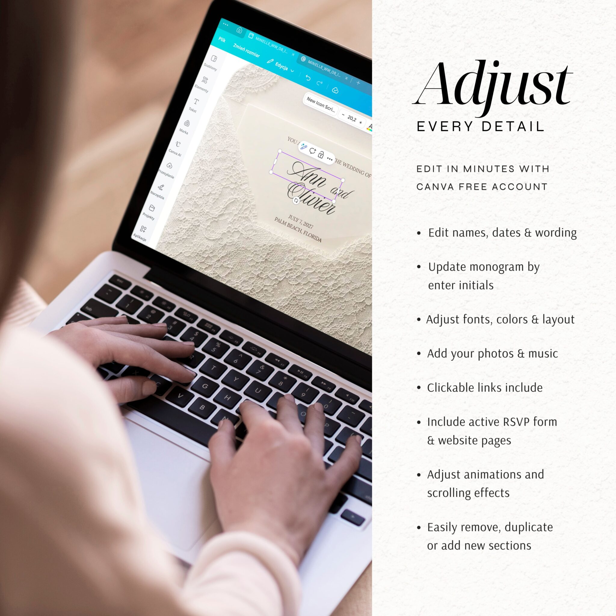 Ivory Luxury Gold Lace Wedding Website Template with RSVP - Image 3