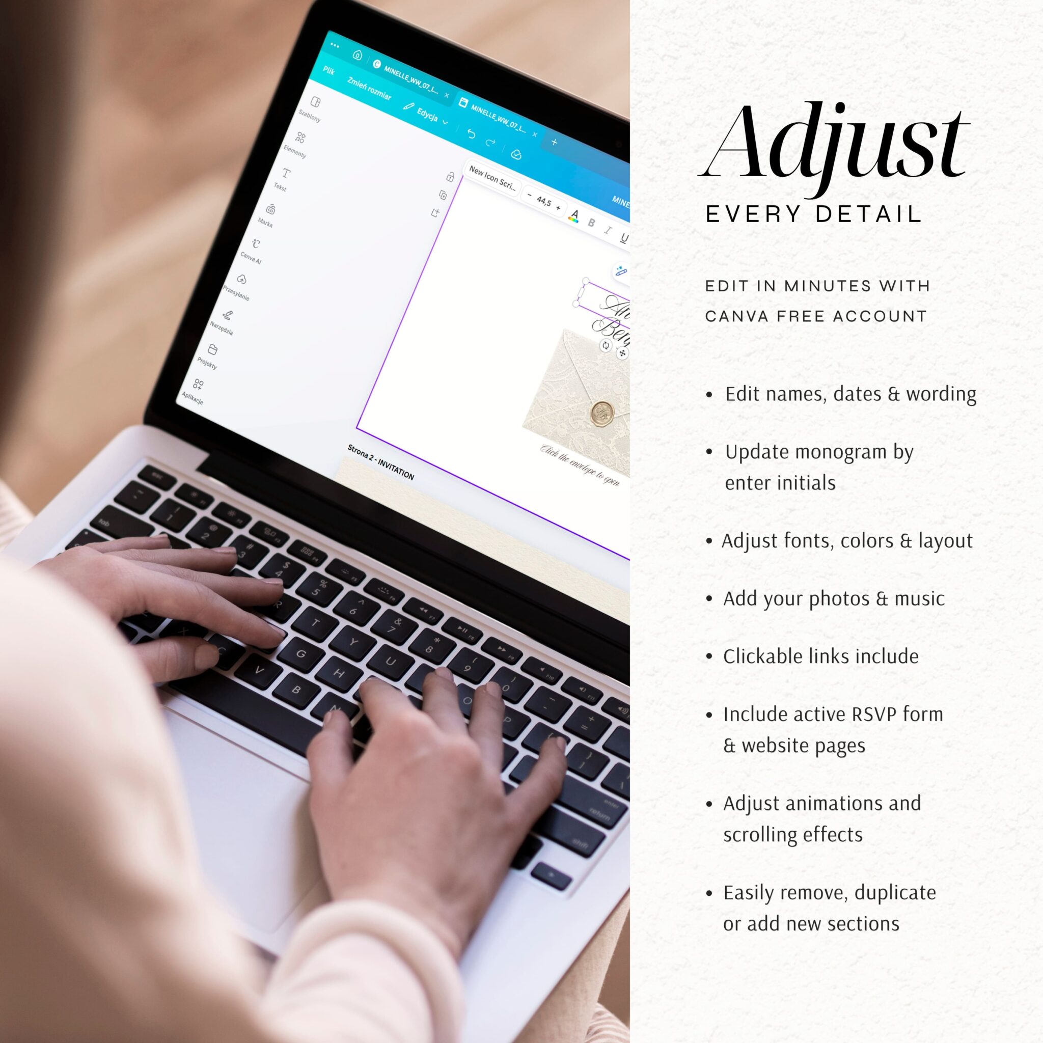 Luxury French Lace Wedding Website Template with RSVP - Image 3