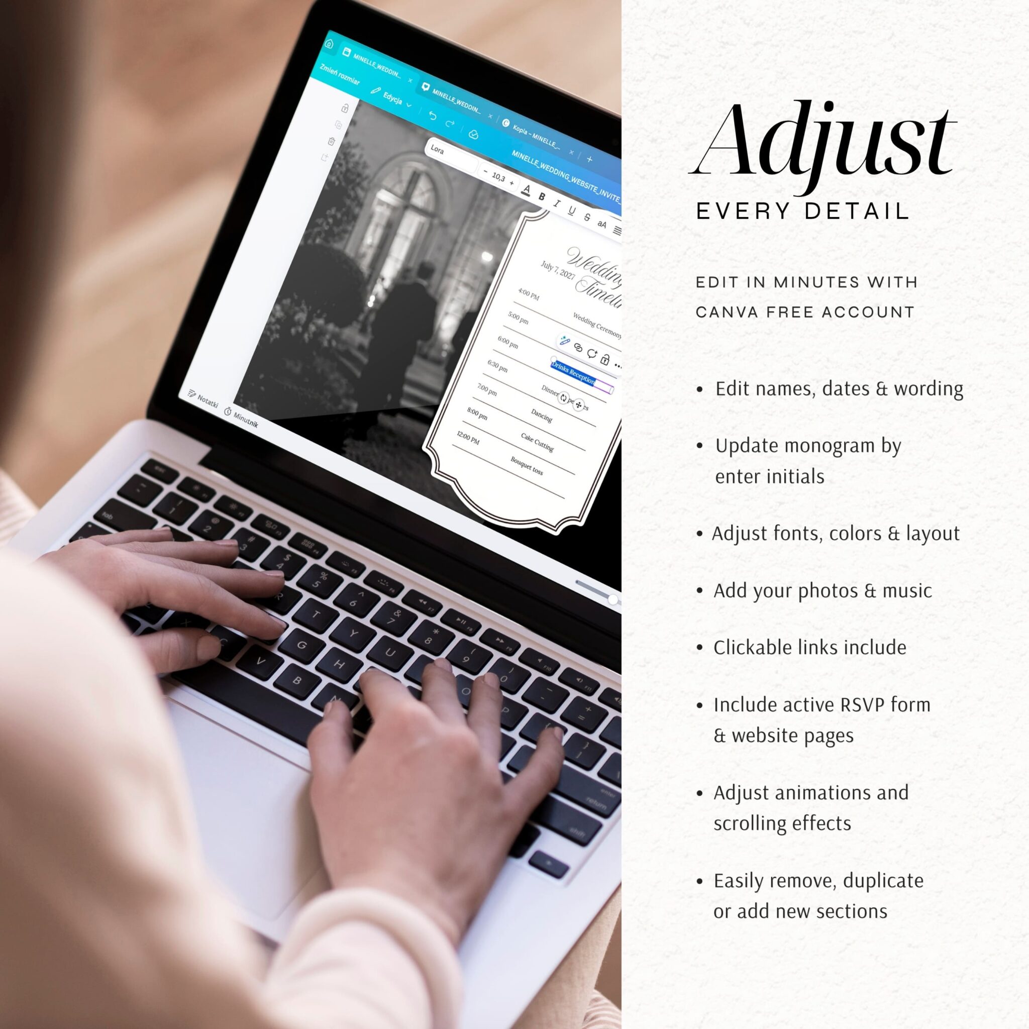 Minimalist Black & White Wedding Website Template with RSVP - Image 3