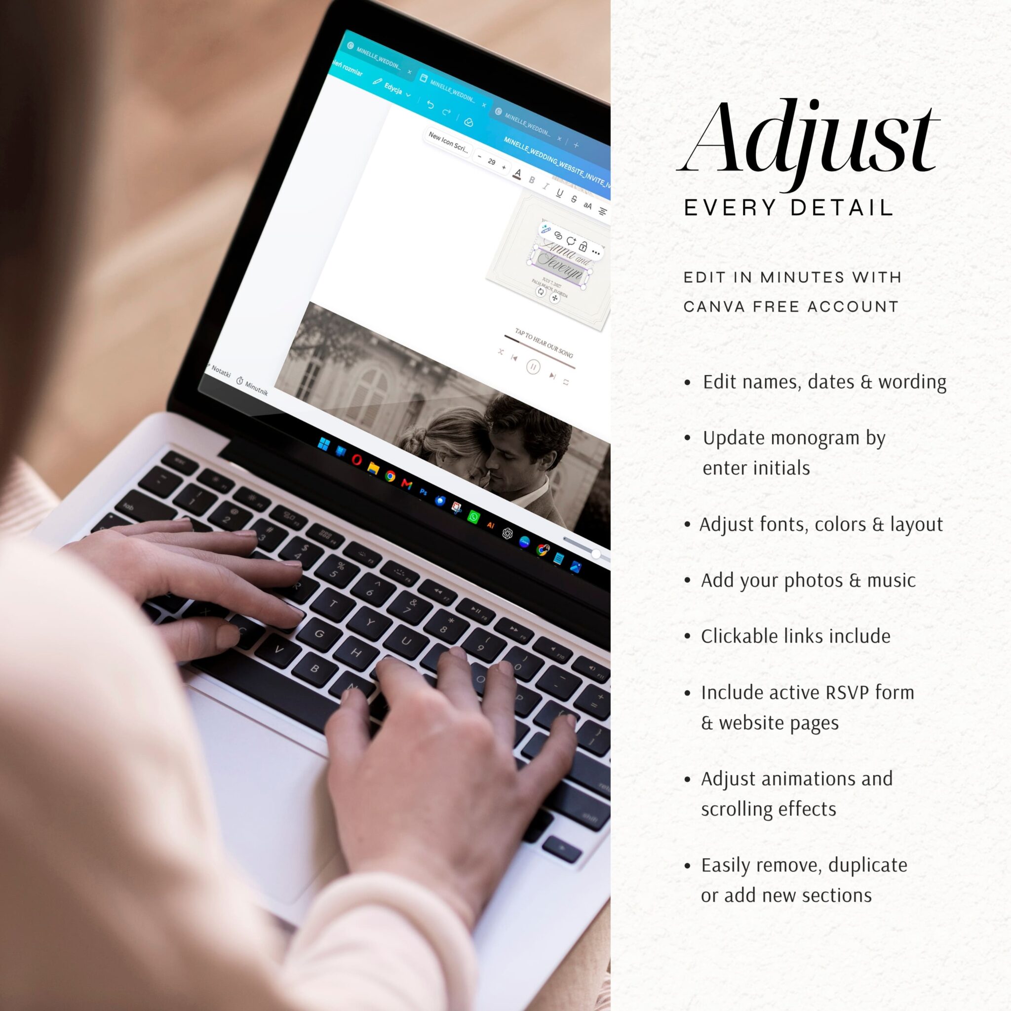 Ivory Classic Lace Wedding Website Template with RSVP - Image 3