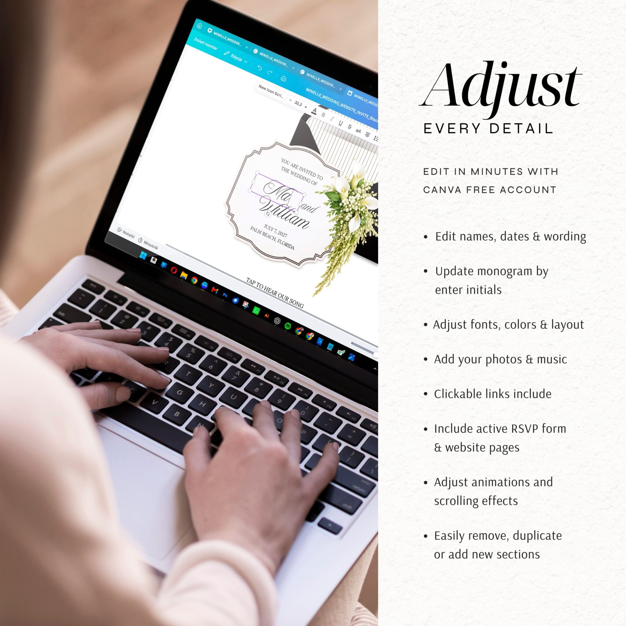 Black & White Old Money Wedding Website Template with RSVP - Image 3