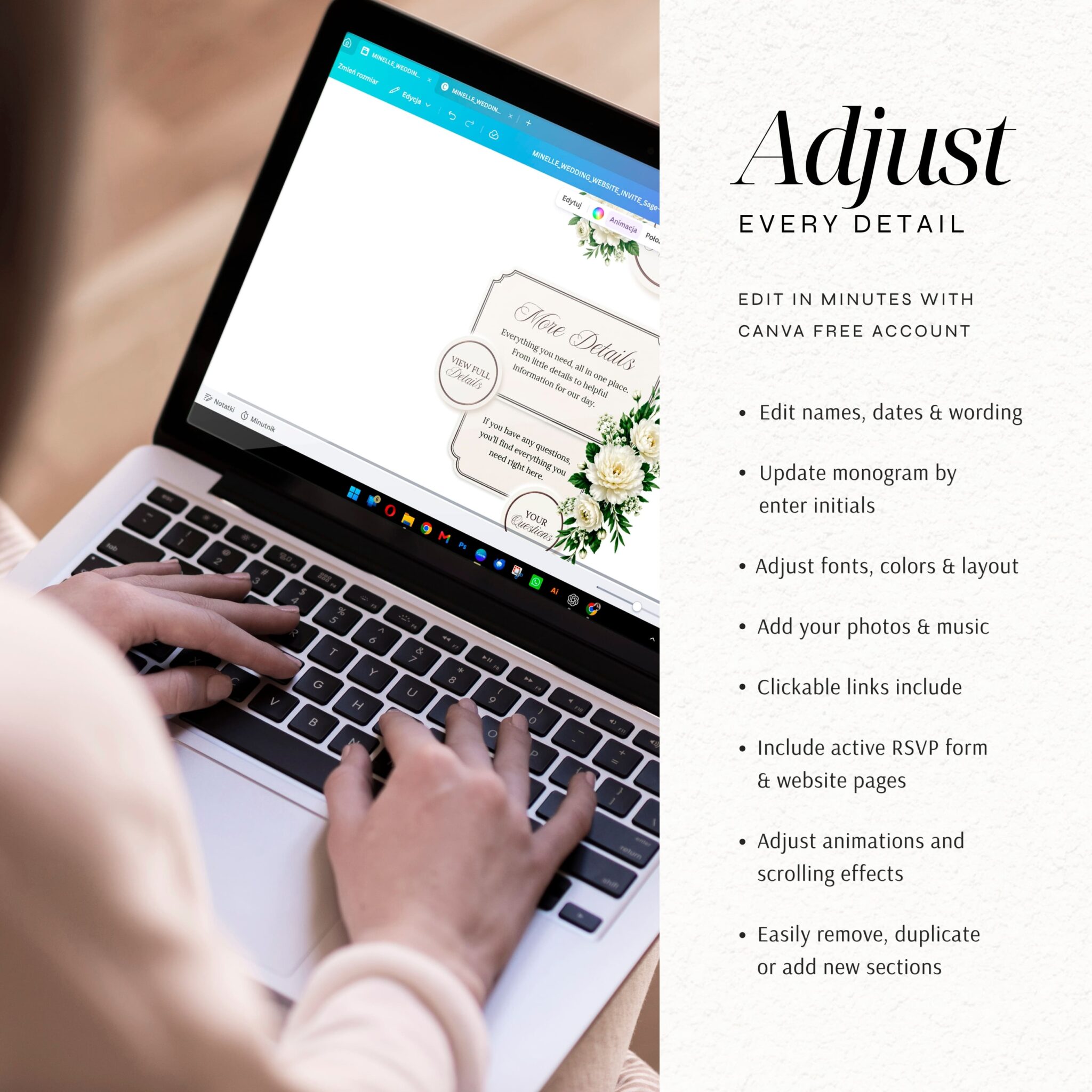 Sage Green Wedding Website Template with RSVP - Image 3
