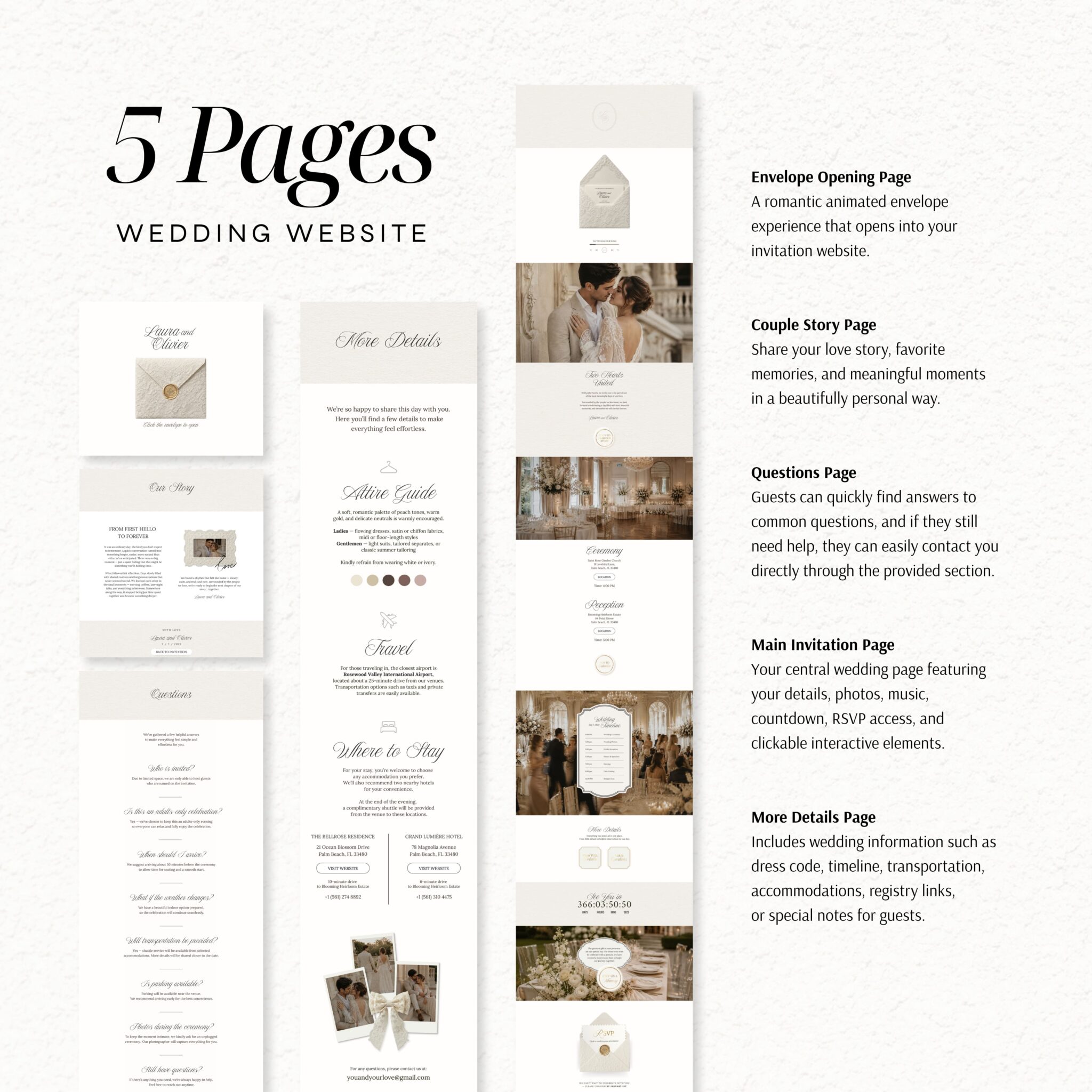 Ivory Luxury Gold Lace Wedding Website Template with RSVP - Image 4