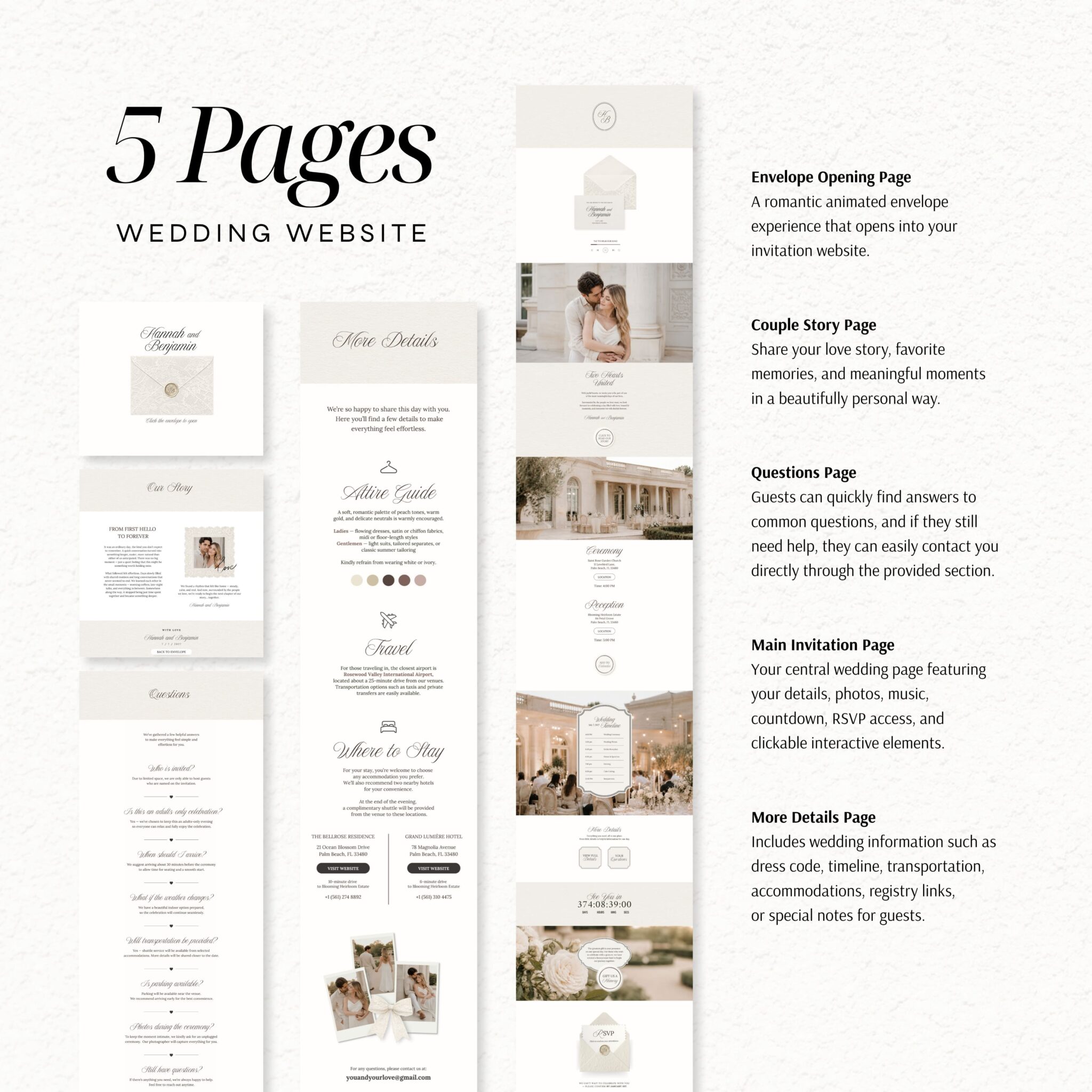 Luxury French Lace Wedding Website Template with RSVP - Image 4