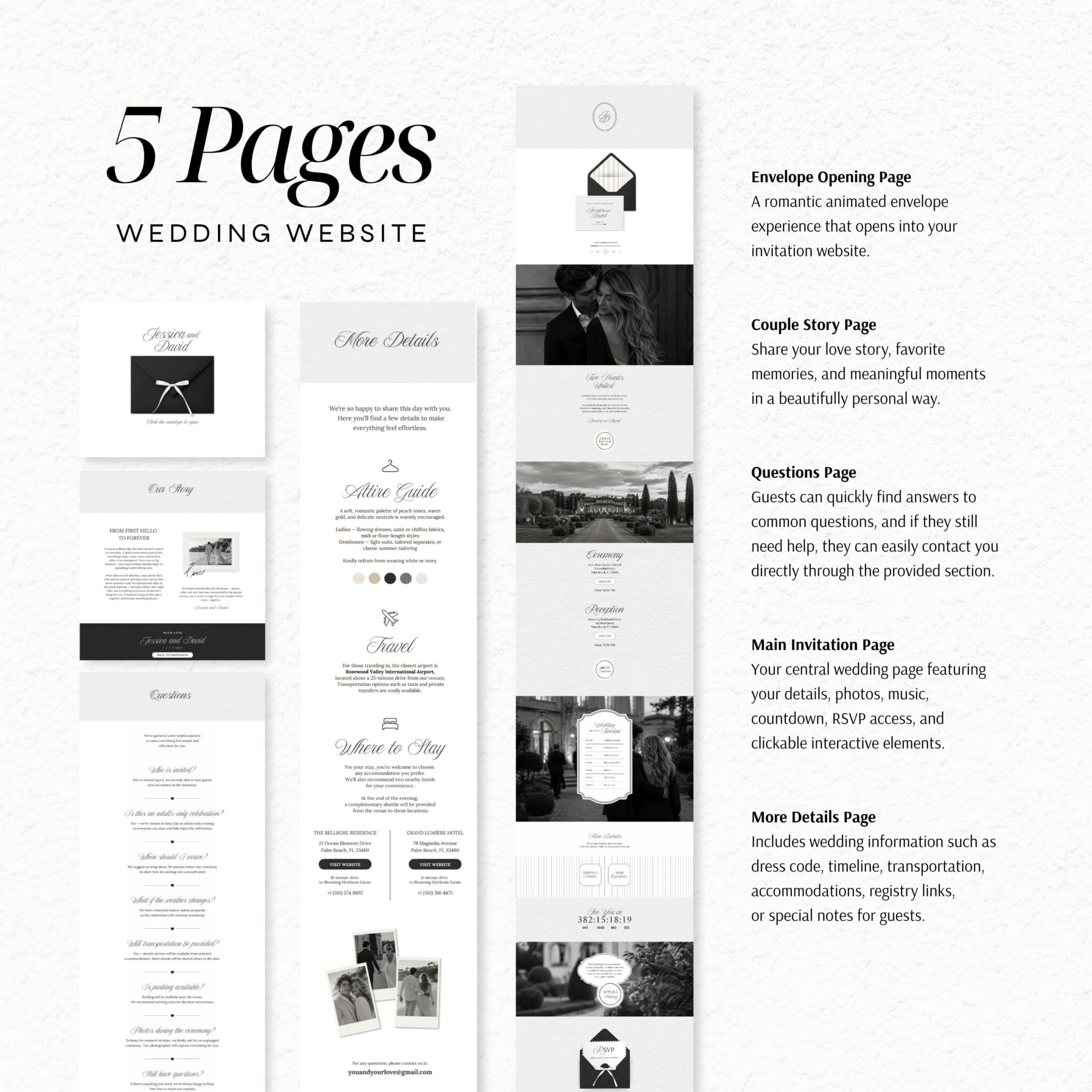 Minimalist Black & White Wedding Website Template with RSVP - Image 4