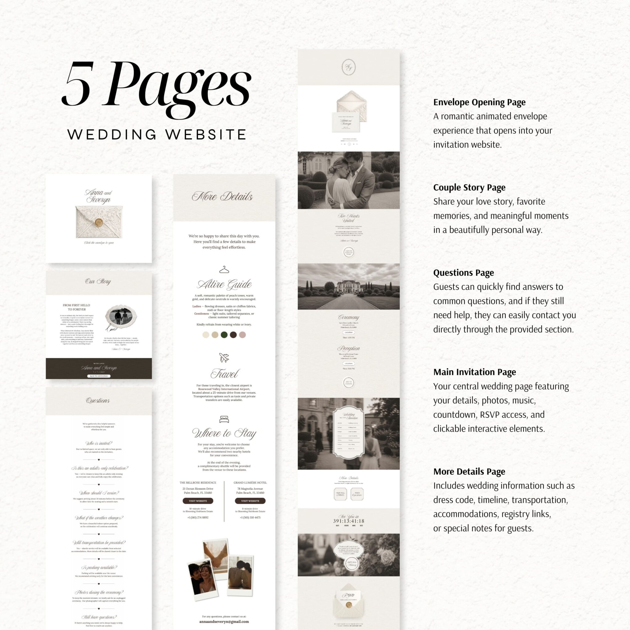 Ivory Classic Lace Wedding Website Template with RSVP - Image 4