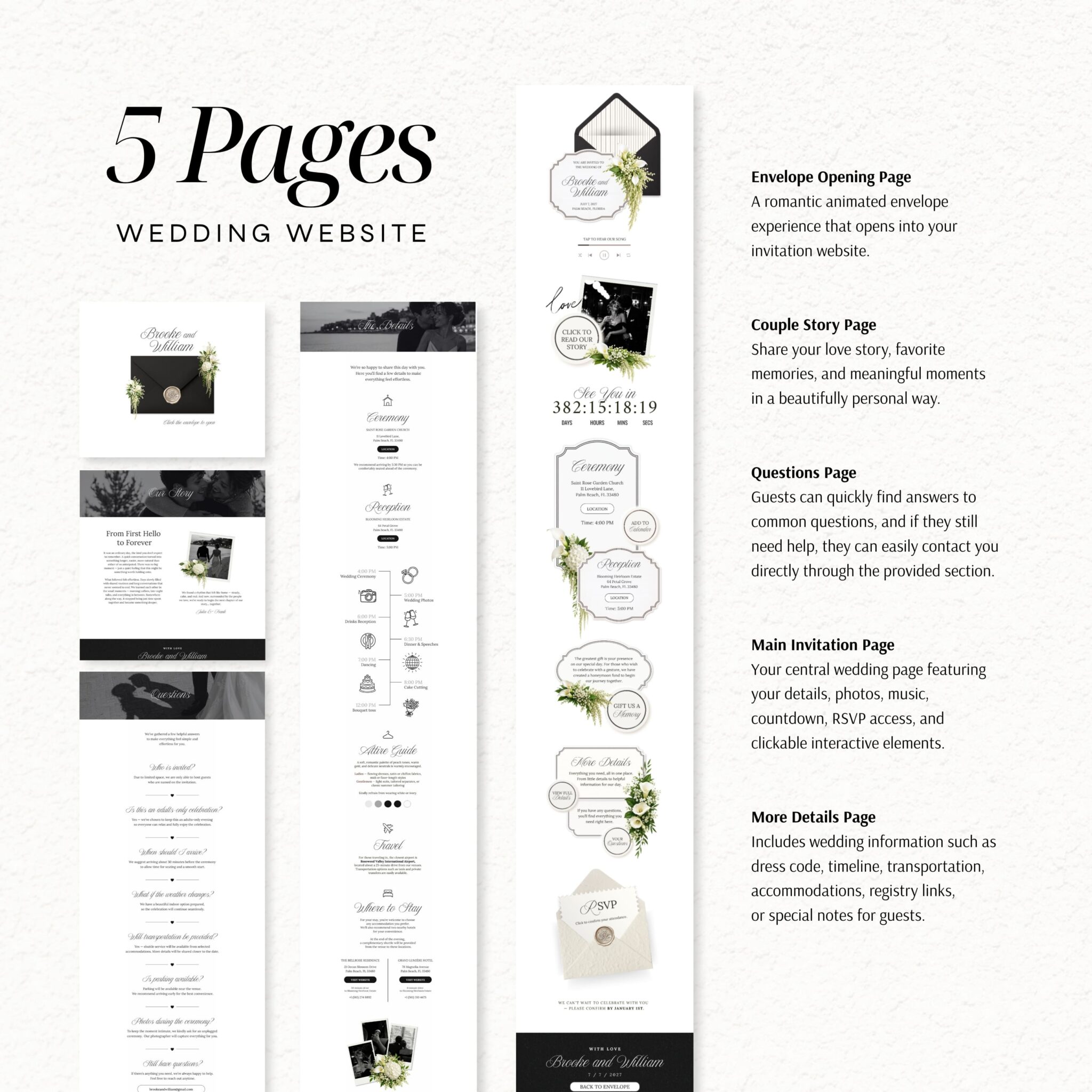 Black & White Old Money Wedding Website Template with RSVP - Image 4