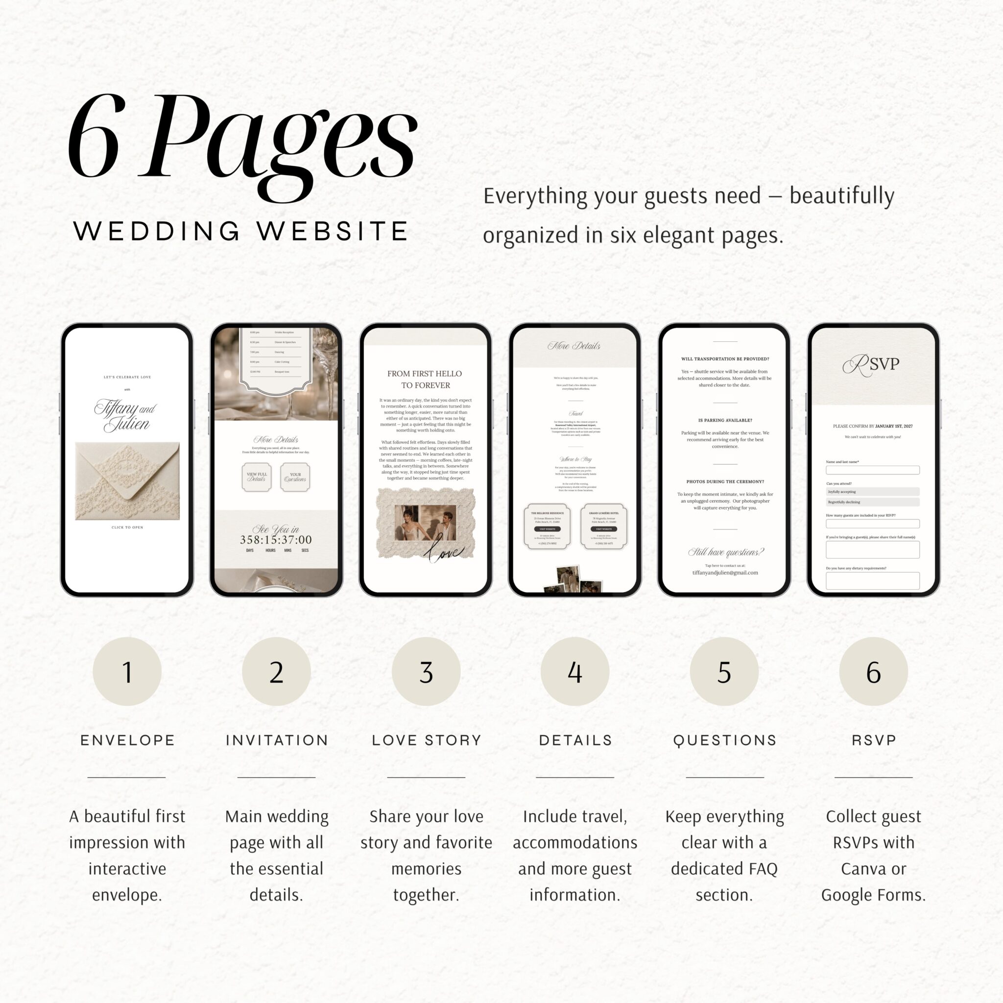 Chantilly Ivory Lace Wedding Website Template with RSVP - Image 5