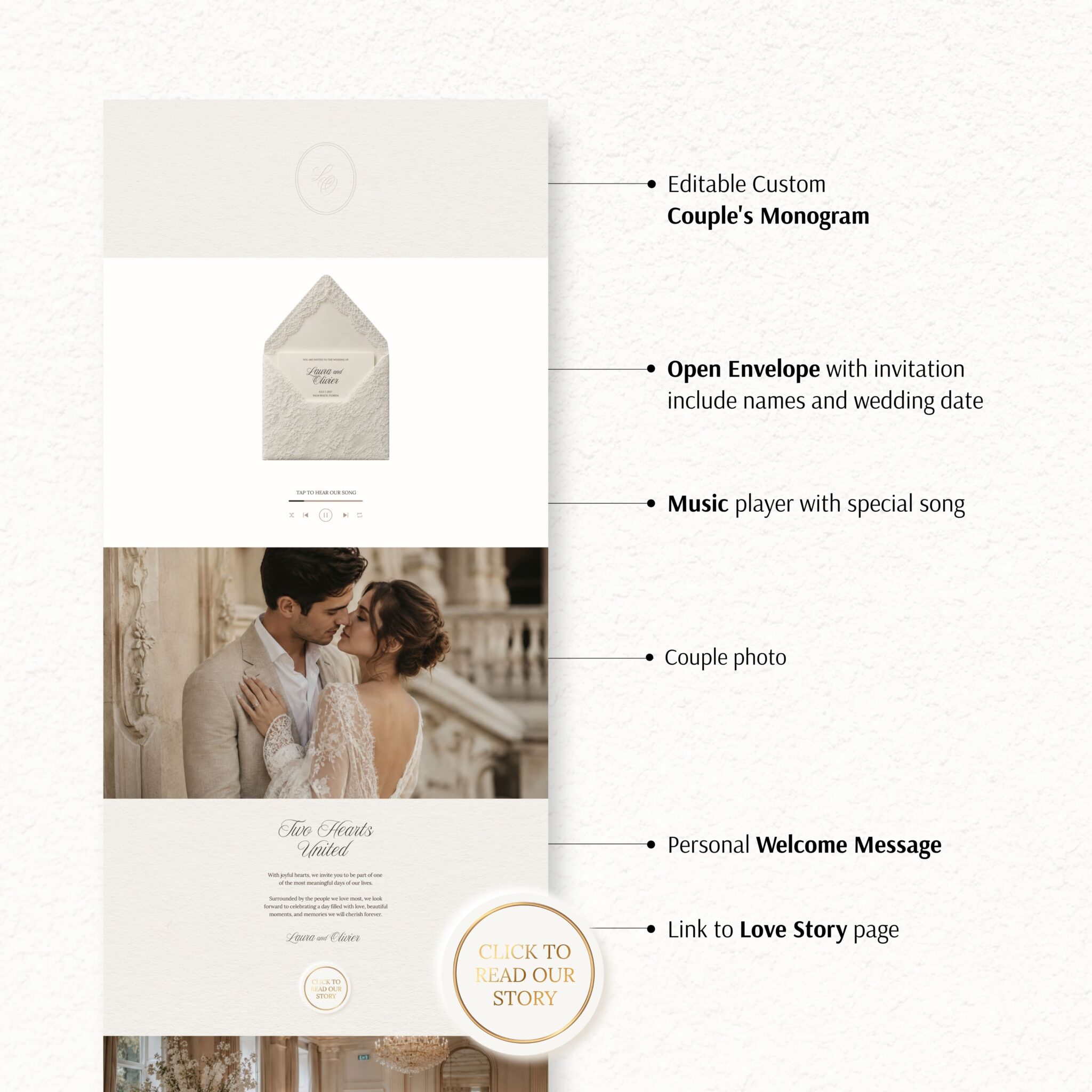 Ivory Luxury Gold Lace Wedding Website Template with RSVP - Image 5