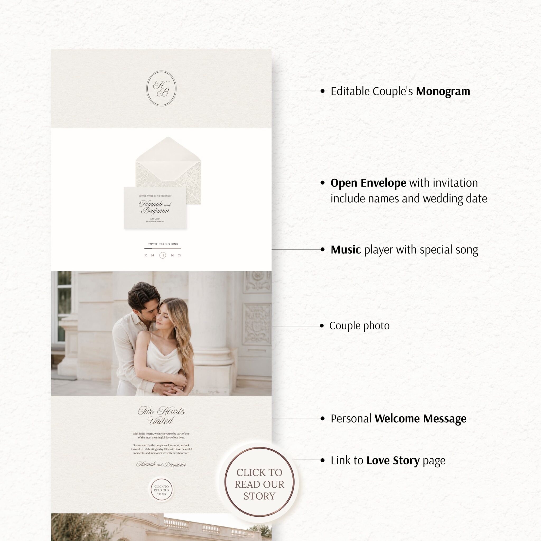 Luxury French Lace Wedding Website Template with RSVP - Image 5