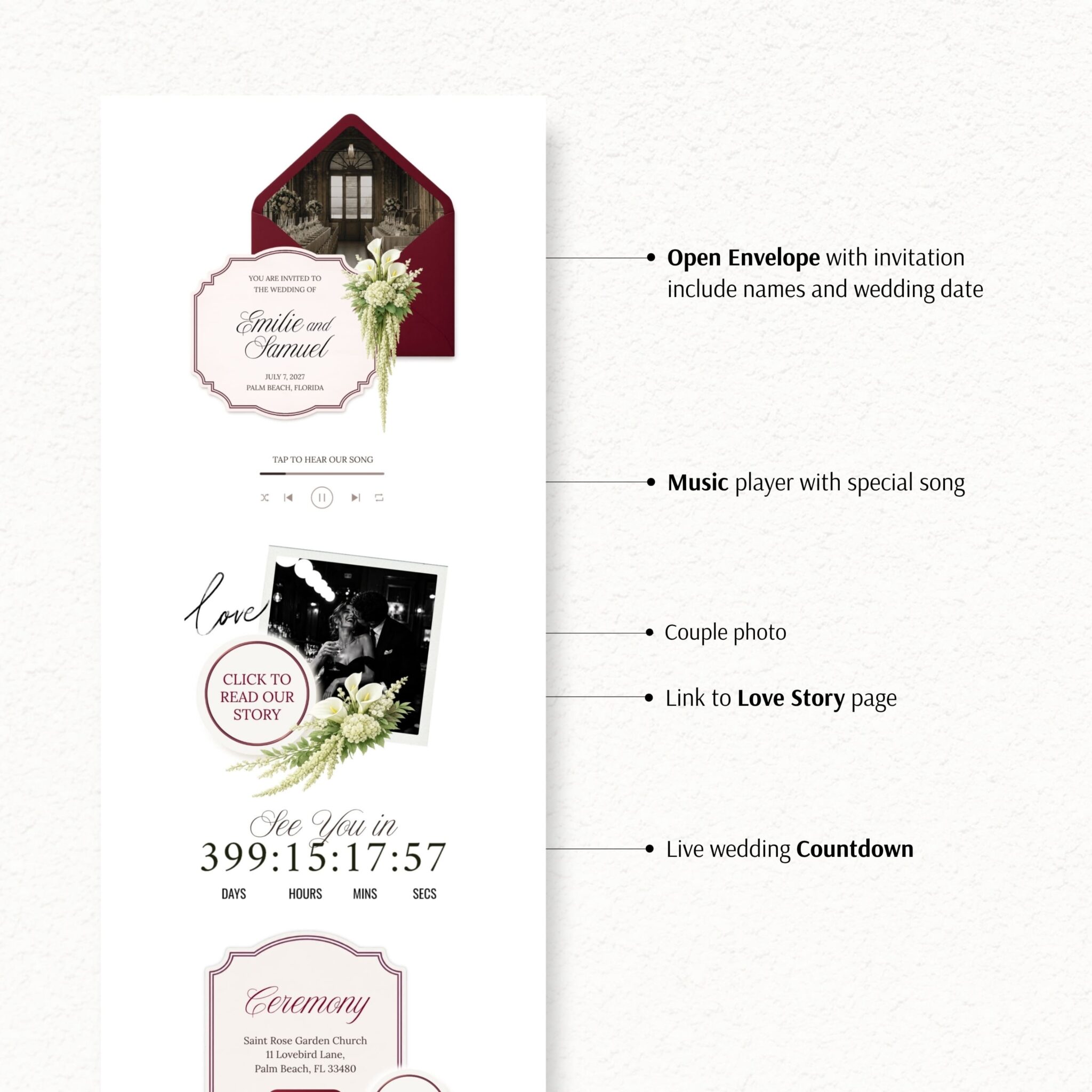 Burgundy Old Money Wedding Website Template with RSVP - Image 5