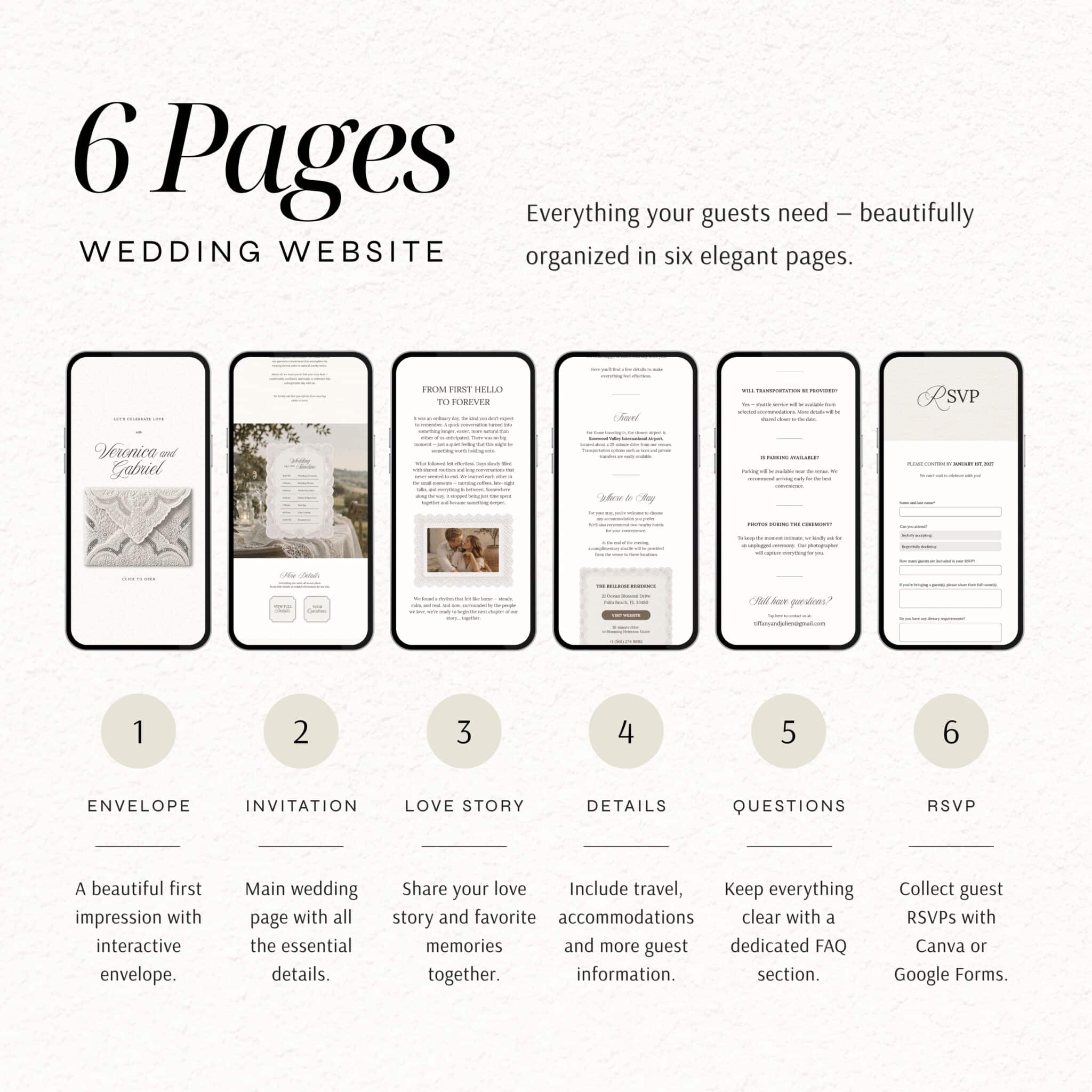 Rustic Lace Wedding Website features
