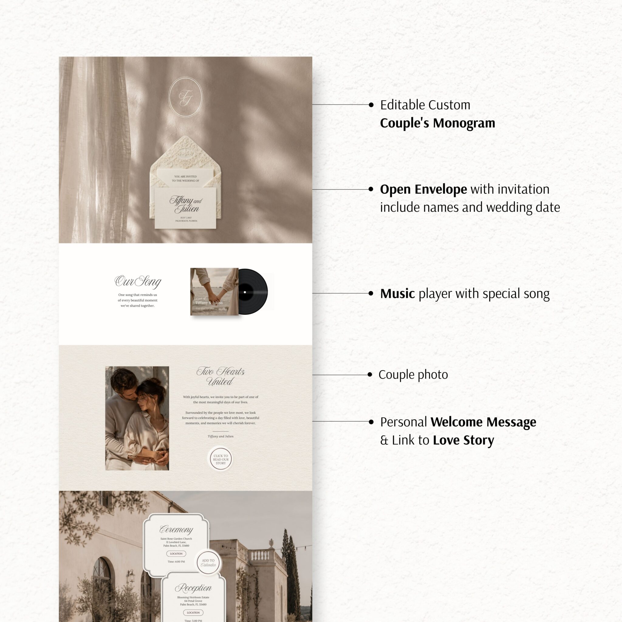 Chantilly Ivory Lace Wedding Website Template with RSVP - Image 6