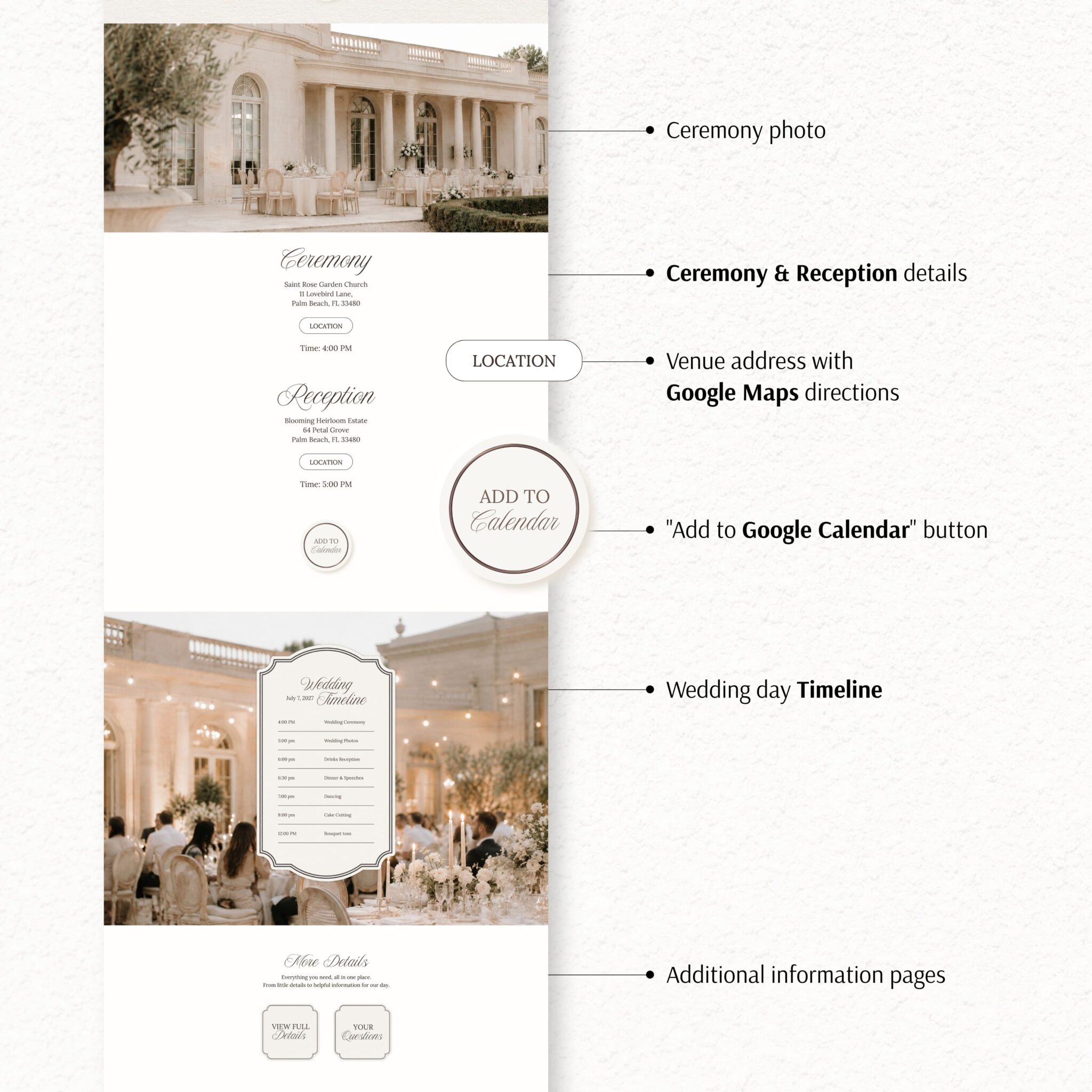 Luxury French Lace Wedding Website Template with RSVP - Image 6
