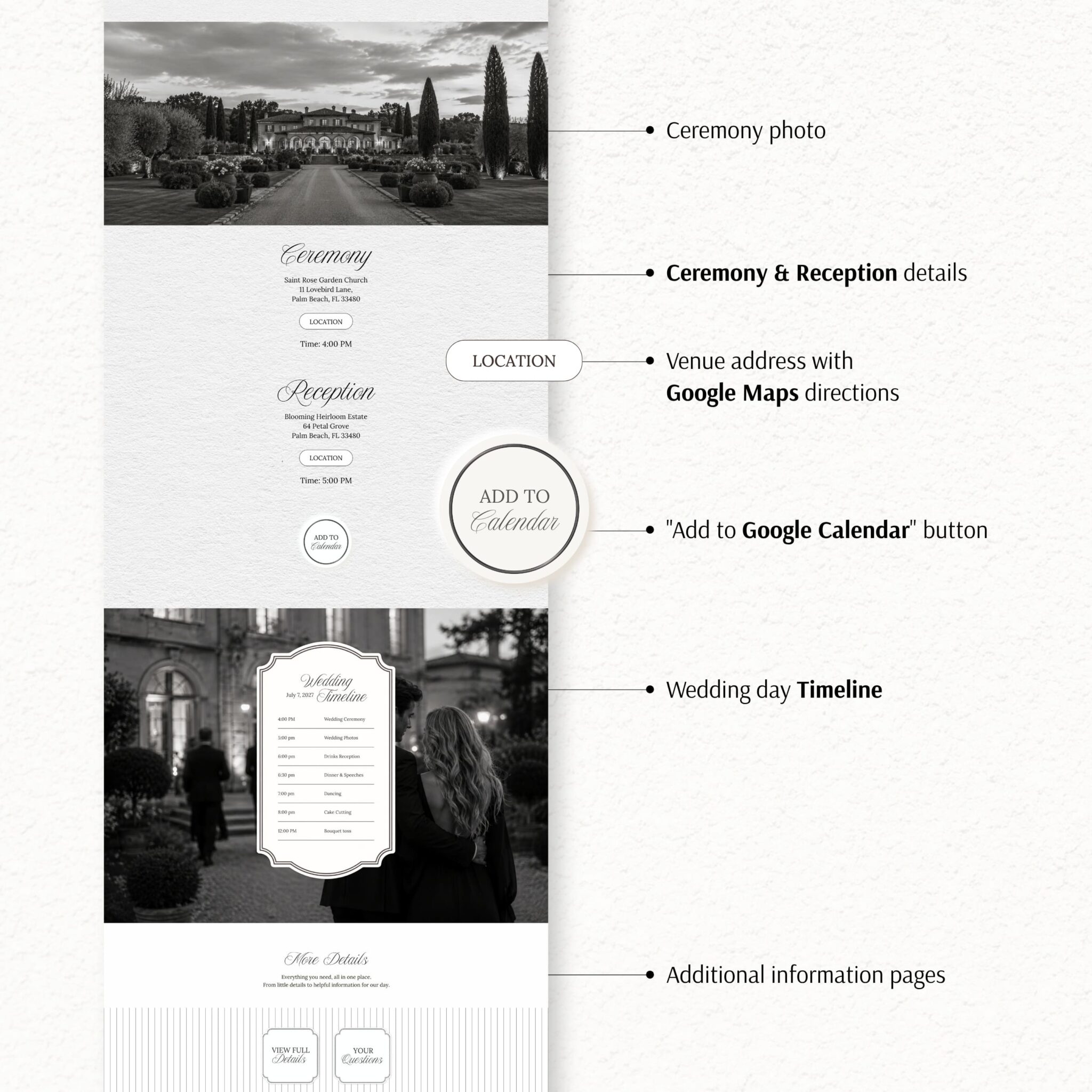 Minimalist Black & White Wedding Website Template with RSVP - Image 6