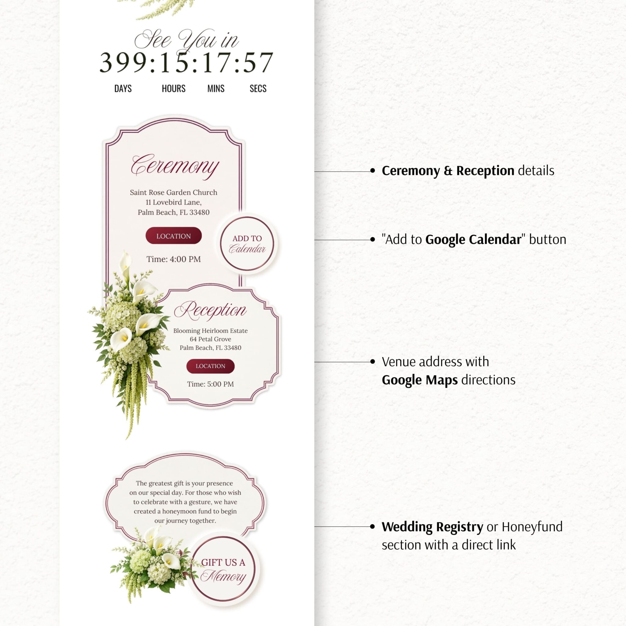Burgundy Old Money Wedding Website Template with RSVP - Image 6