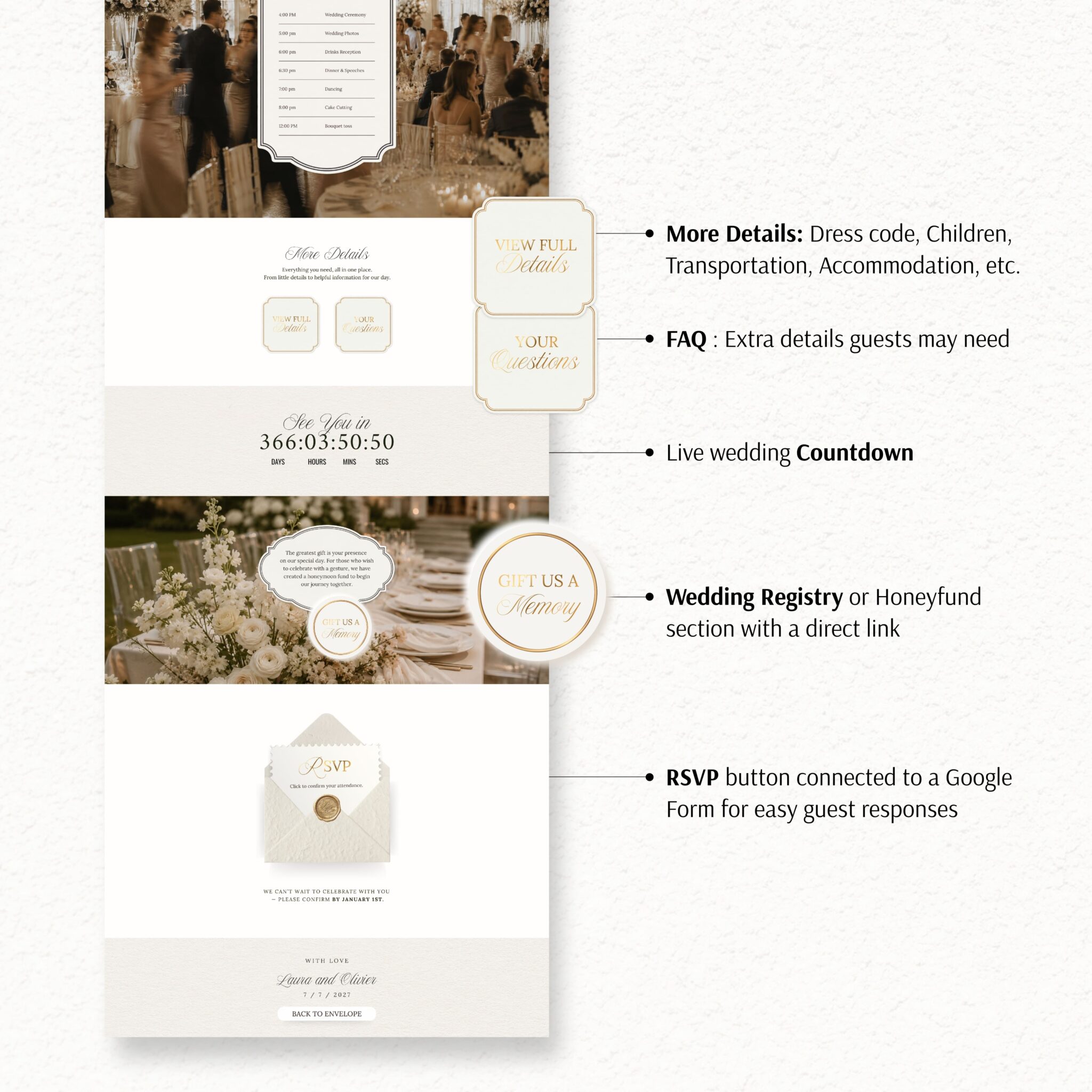 Ivory Luxury Gold Lace Wedding Website Template with RSVP - Image 7