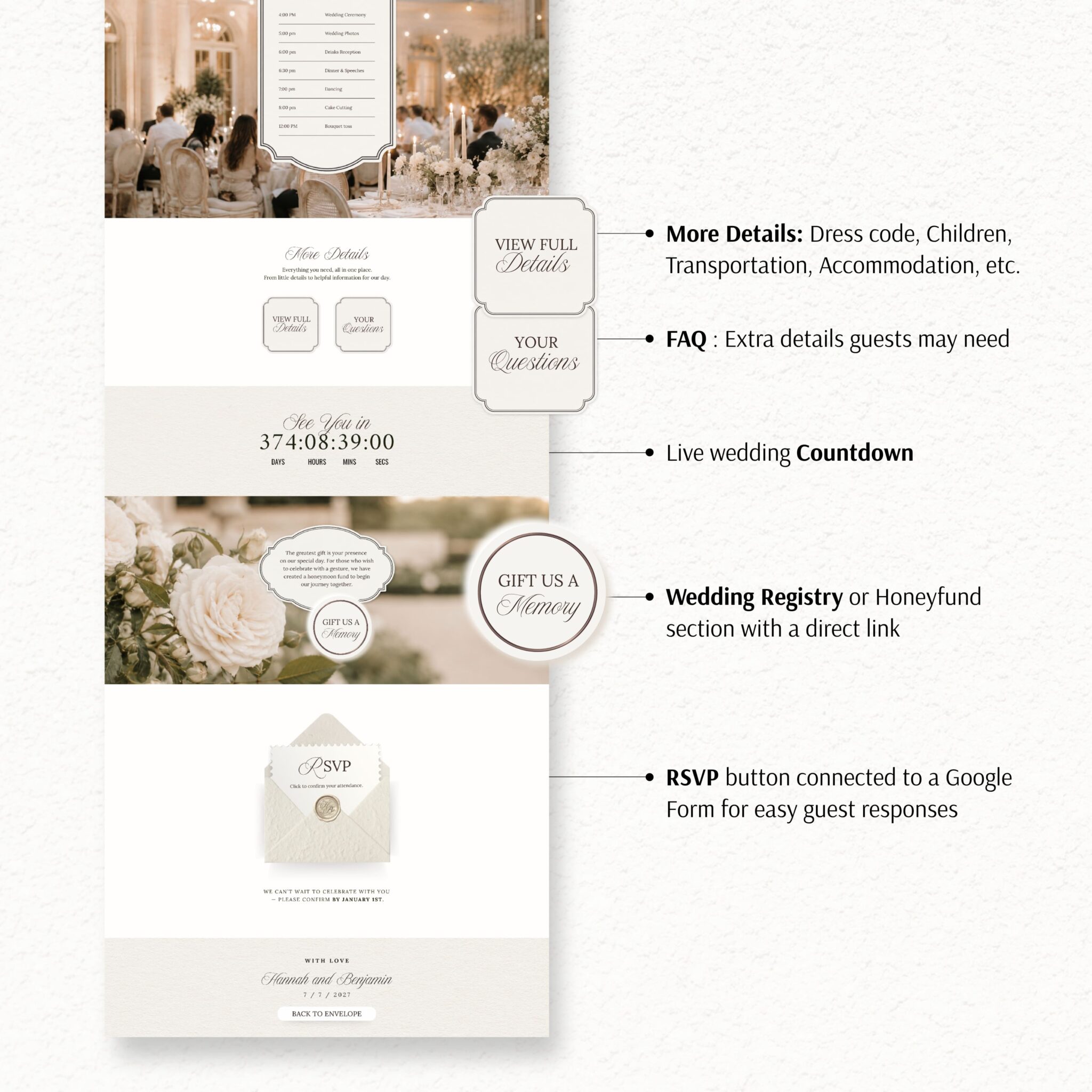 Luxury French Lace Wedding Website Template with RSVP - Image 7