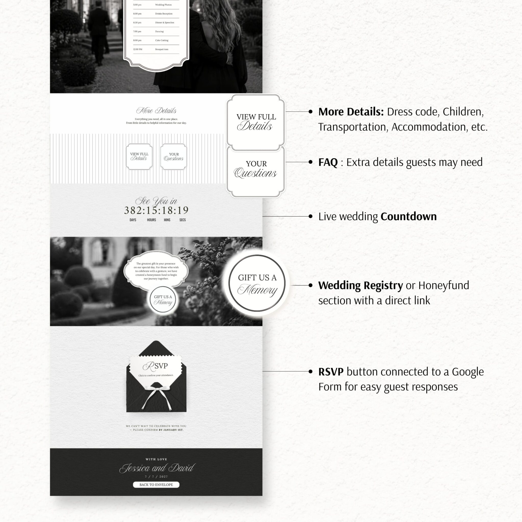 Minimalist Black & White Wedding Website Template with RSVP - Image 7