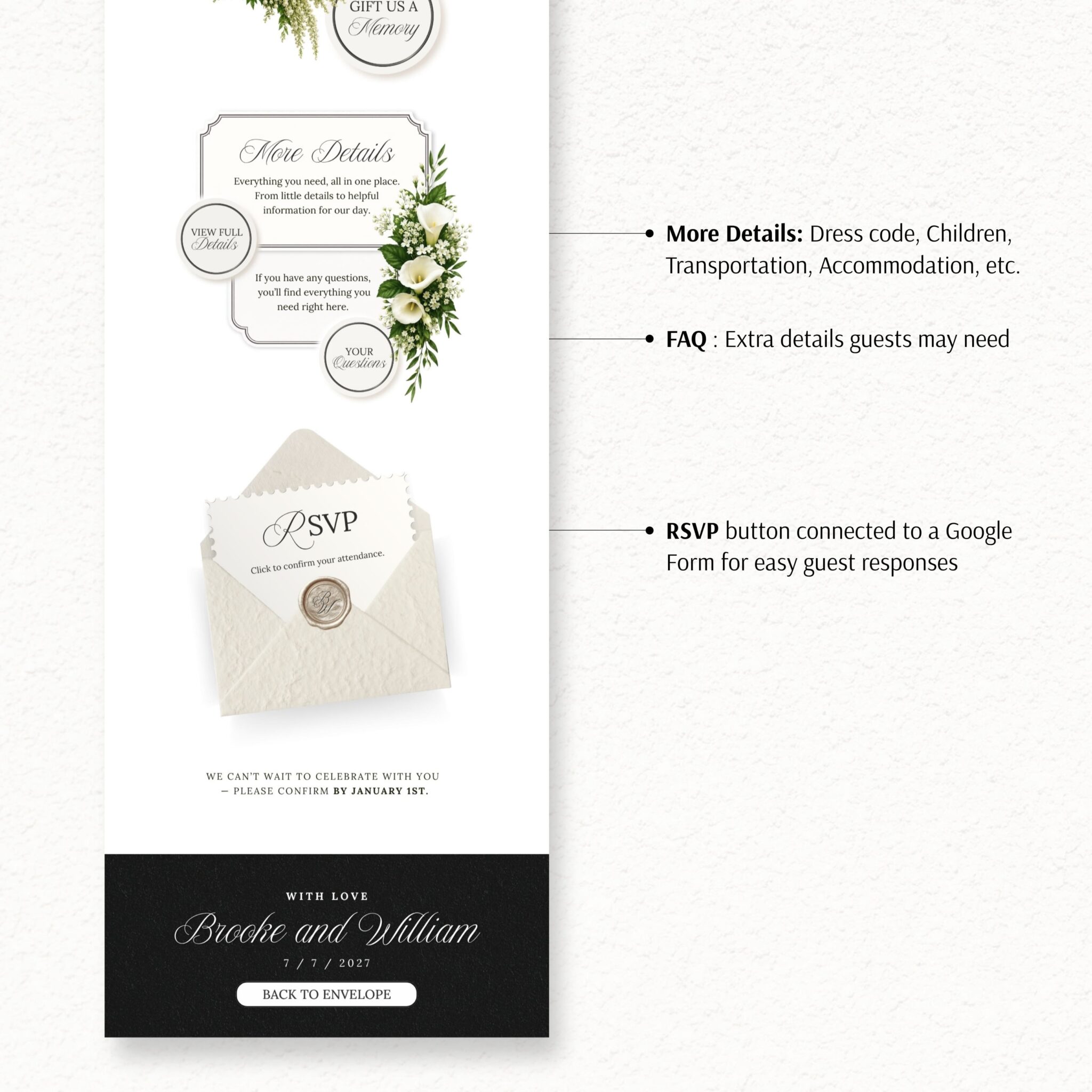 Black & White Old Money Wedding Website Template with RSVP - Image 7