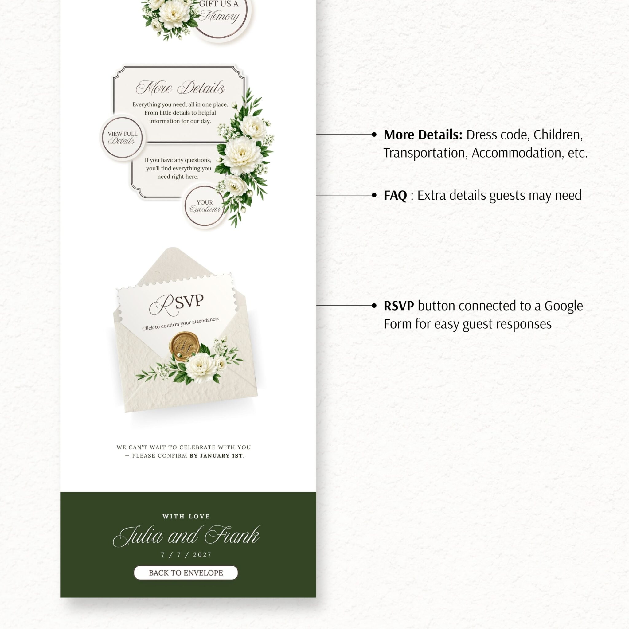 Sage Green Wedding Website Template with RSVP - Image 7