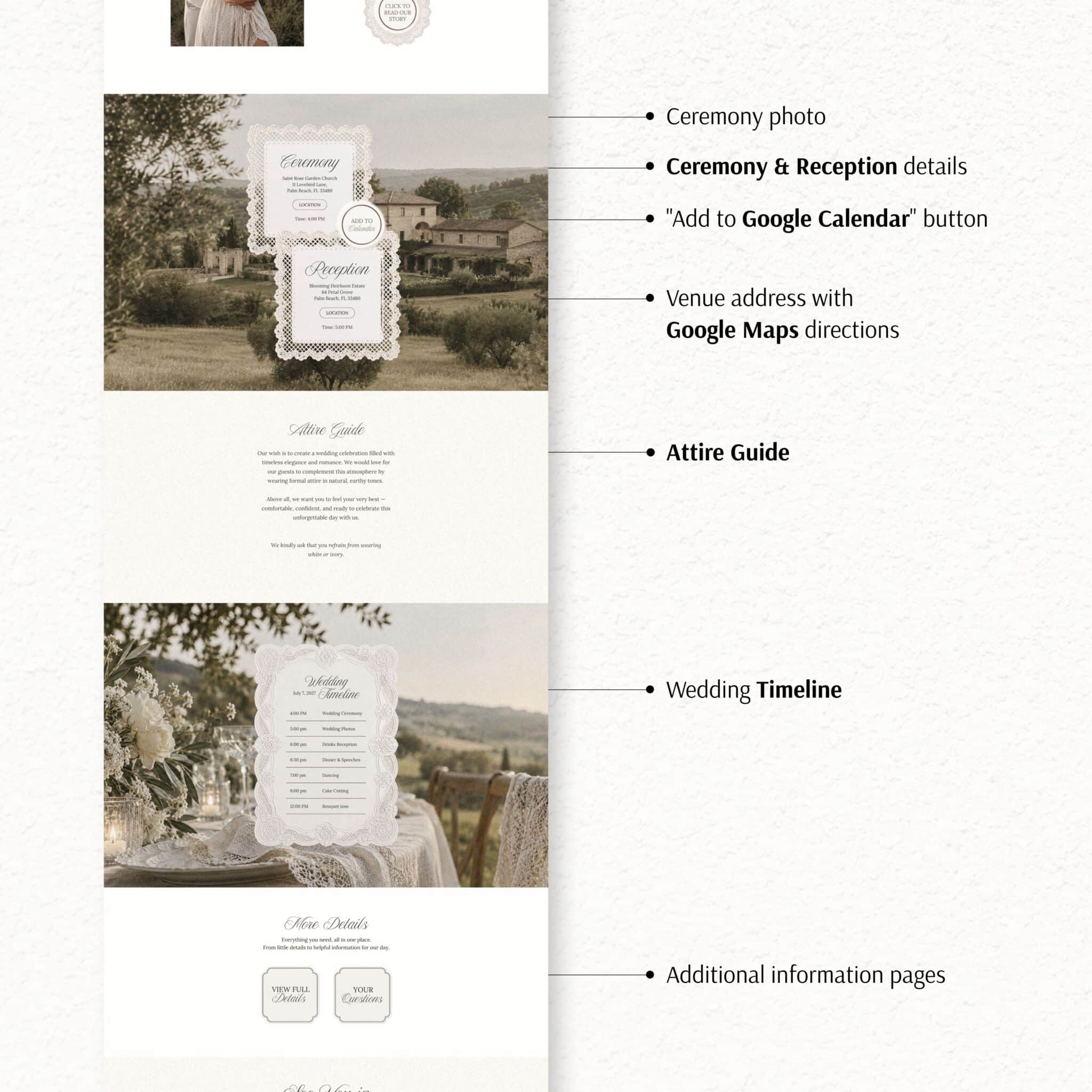 Rustic Wedding website details